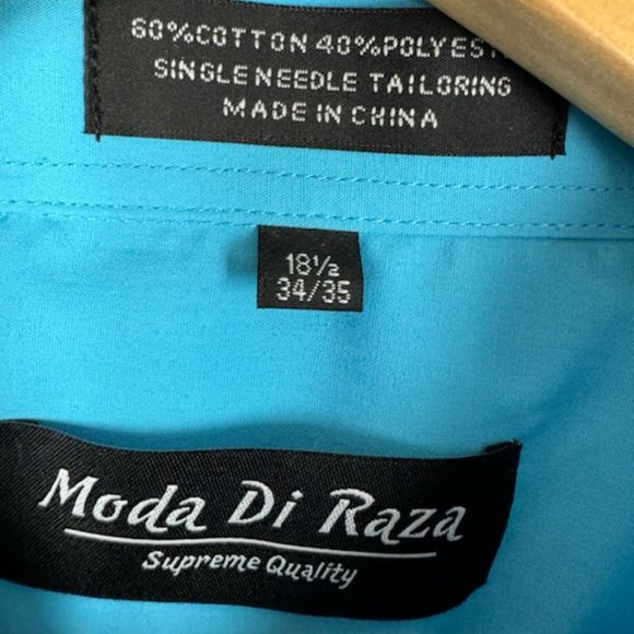 Moda Di Raza Men's Blue Dress Shirt NWT -18-1/2 - Picture 6 of 7